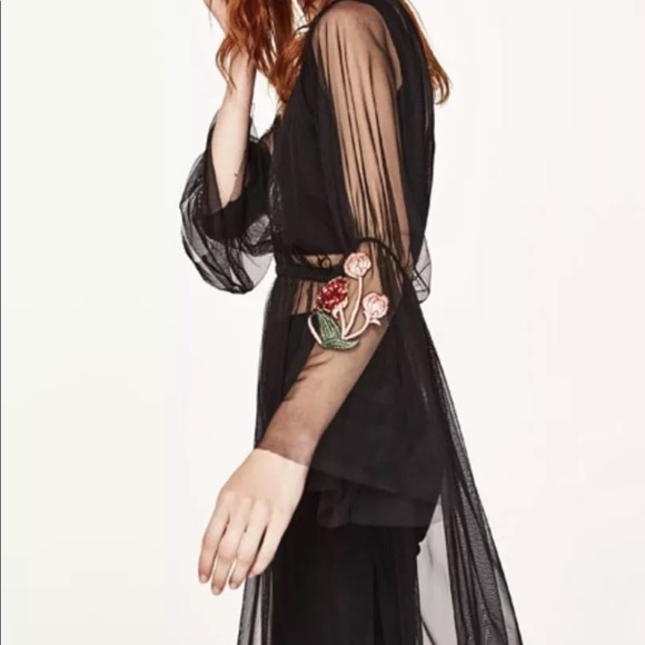 LAST size M NWT ZARA MIDI EMBROIDERED TULLE TUNIC DRESS - Picture 9 of 11